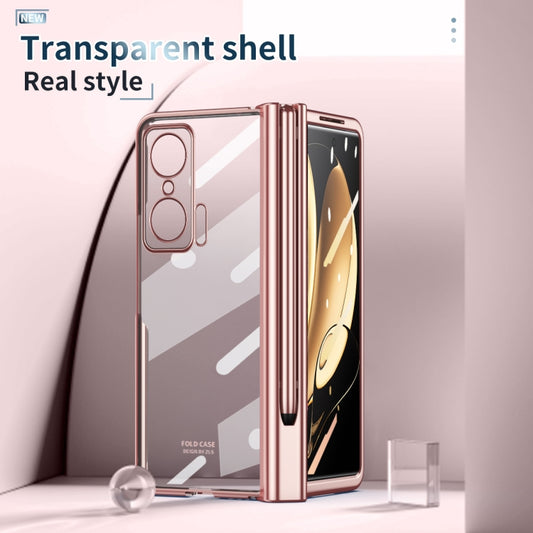For Honor Magic V Full Body Electroplating Hinge Phone Case with Stylus(Pink) - Honor Cases by buy2fix | Online Shopping UK | buy2fix