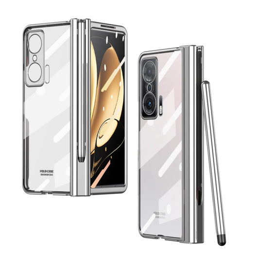 For Honor Magic V Full Body Electroplating Hinge Phone Case with Stylus(Silver) - Honor Cases by buy2fix | Online Shopping UK | buy2fix