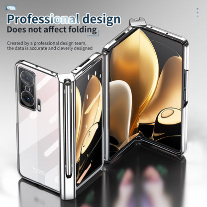 For Honor Magic V Full Body Electroplating Hinge Phone Case with Stylus(Silver) - Honor Cases by buy2fix | Online Shopping UK | buy2fix