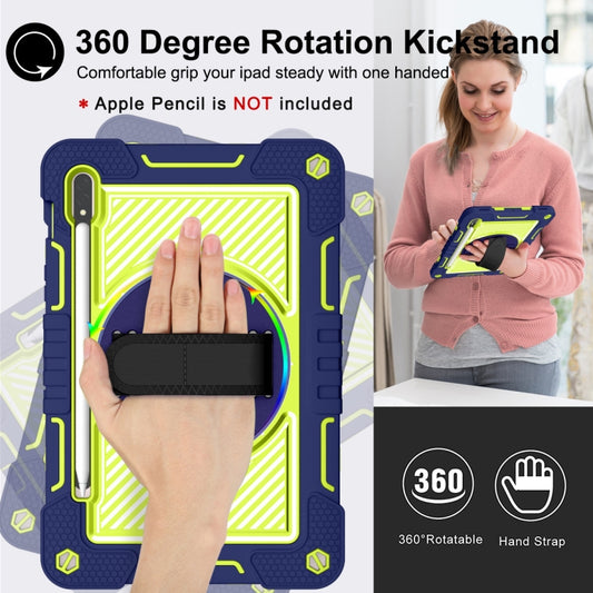For Samsung Galaxy Tab S7 / S8 360 Degree Rotation Contrast Color Silicone+PC Tablet Case(Navy Blue+Yellow Green) - Galaxy Tab S8 Cases by buy2fix | Online Shopping UK | buy2fix