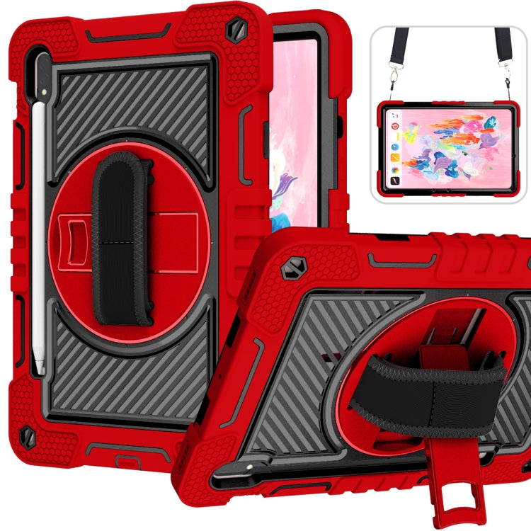 For Samsung Galaxy Tab S7 / S8 360 Degree Rotation Contrast Color Silicone+PC Tablet Case(Red+Black) by buy2fix