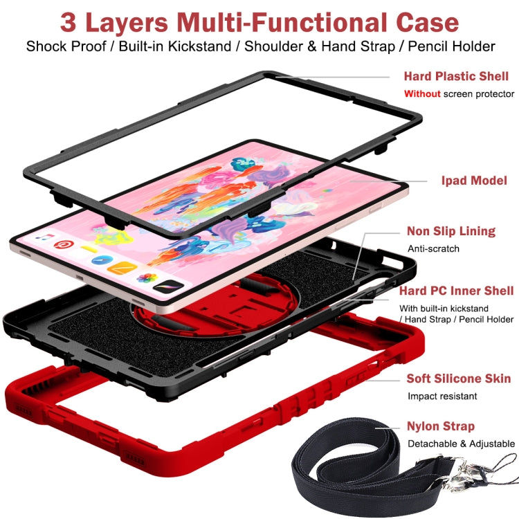 For Samsung Galaxy Tab S7 / S8 360 Degree Rotation Contrast Color Silicone+PC Tablet Case(Red+Black) by buy2fix