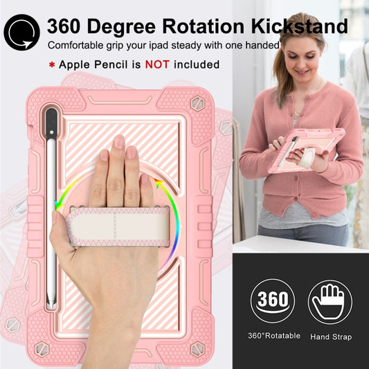 For Samsung Galaxy Tab S7 / S8 360 Degree Rotation Contrast Color Silicone+PC Tablet Case(Rose Gold) by buy2fix