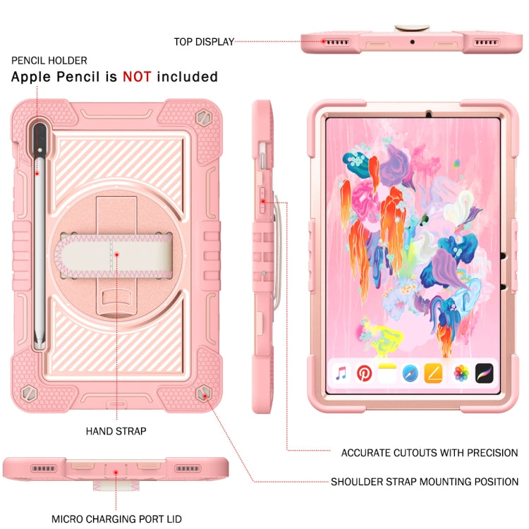 For Samsung Galaxy Tab S7 / S8 360 Degree Rotation Contrast Color Silicone+PC Tablet Case(Rose Gold) by buy2fix