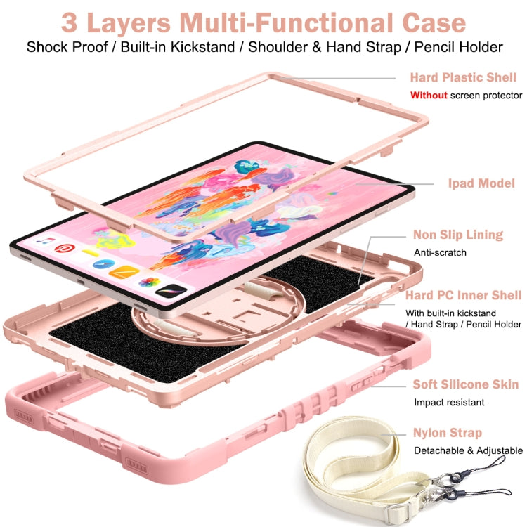 For Samsung Galaxy Tab S7 / S8 360 Degree Rotation Contrast Color Silicone+PC Tablet Case(Rose Gold) by buy2fix