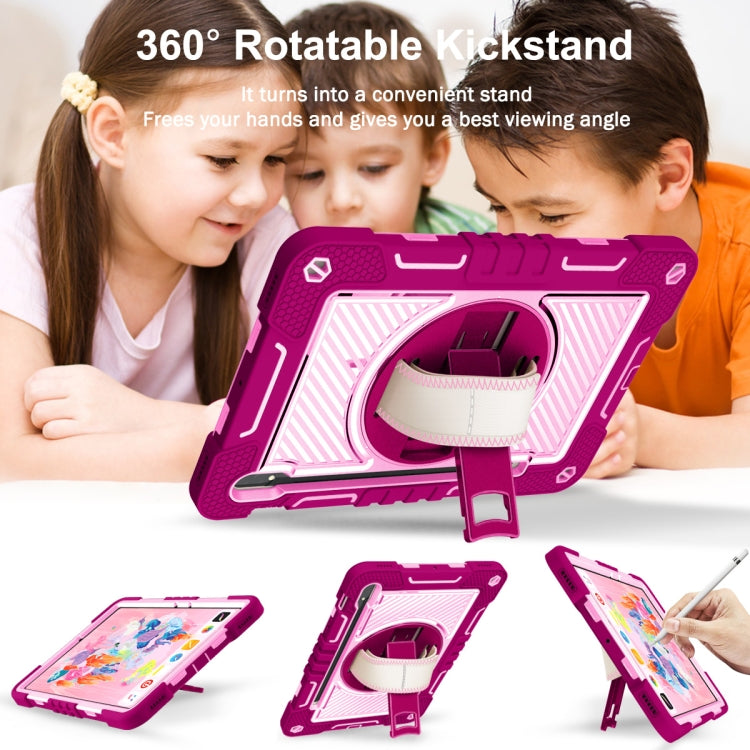 For Samsung Galaxy Tab S7 / S8 360 Degree Rotation Contrast Color Silicone+PC Tablet Case(Rose Red+Pink) by buy2fix