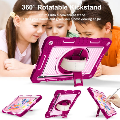 For Samsung Galaxy Tab S7 / S8 360 Degree Rotation Contrast Color Silicone+PC Tablet Case(Rose Red+Pink) by buy2fix