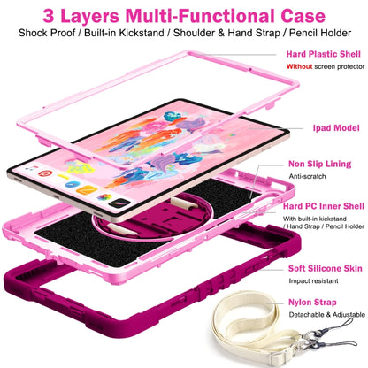 For Samsung Galaxy Tab S7 / S8 360 Degree Rotation Contrast Color Silicone+PC Tablet Case(Rose Red+Pink) by buy2fix