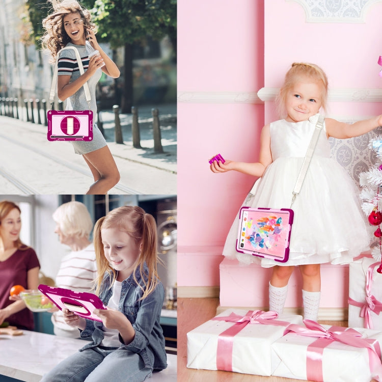 For Samsung Galaxy Tab S7 / S8 360 Degree Rotation Contrast Color Silicone+PC Tablet Case(Rose Red+Pink) by buy2fix