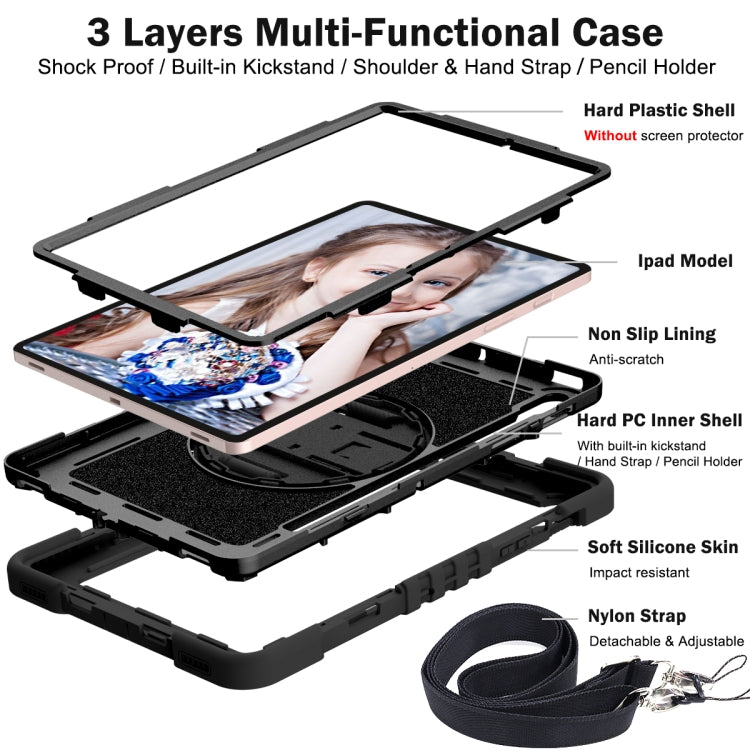 For Samsung Galaxy Tab S7 / S8 360 Degree Rotation Contrast Color Silicone+PC Tablet Case(Black) by buy2fix