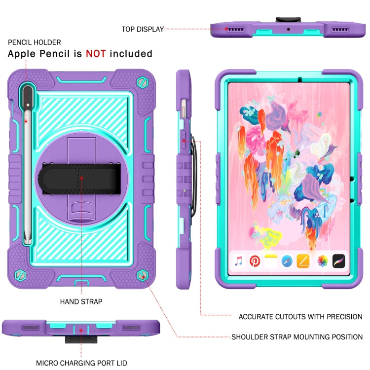 For Samsung Galaxy Tab S7 / S8 360 Degree Rotation Contrast Color Silicone+PC Tablet Case(Purple+Mint Green) by buy2fix