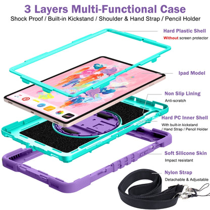 For Samsung Galaxy Tab S7 / S8 360 Degree Rotation Contrast Color Silicone+PC Tablet Case(Purple+Mint Green) by buy2fix