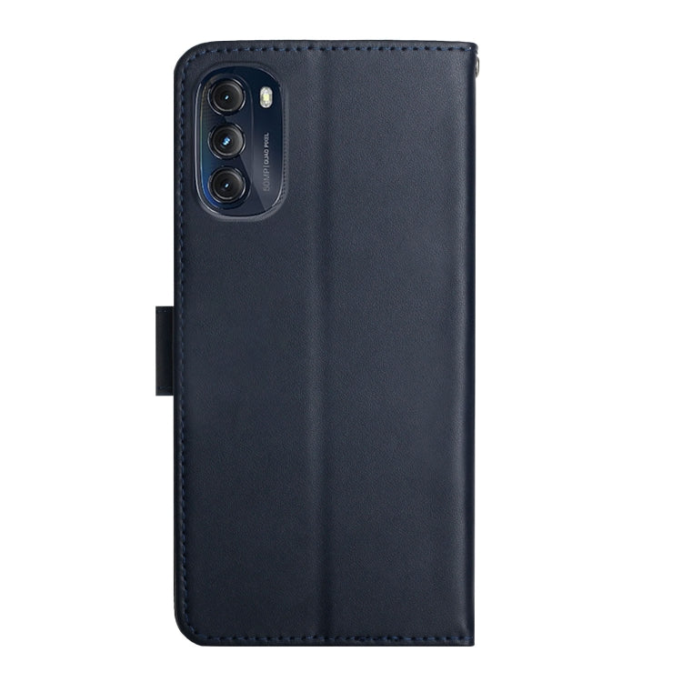 For Motorola Moto G 5G 2022 Genuine Leather Fingerprint-proof Horizontal Flip Phone Case(Blue) - Motorola Cases by buy2fix | Online Shopping UK | buy2fix