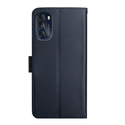 For Motorola Moto G 5G 2022 Genuine Leather Fingerprint-proof Horizontal Flip Phone Case(Blue) - Motorola Cases by buy2fix | Online Shopping UK | buy2fix