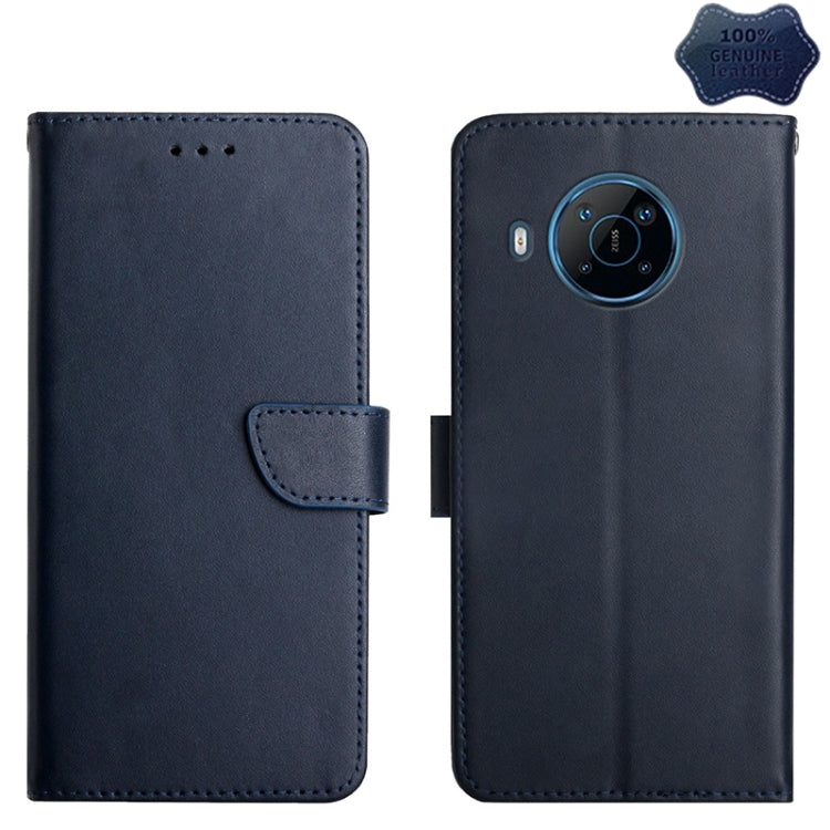 For Nokia X100 Genuine Leather Fingerprint-proof Horizontal Flip Phone Case(Blue) - Nokia Cases by buy2fix | Online Shopping UK | buy2fix