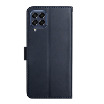 For Samsung Galaxy M33 Genuine Leather Fingerprint-proof Horizontal Flip Phone Case(Blue) - Galaxy Phone Cases by buy2fix | Online Shopping UK | buy2fix