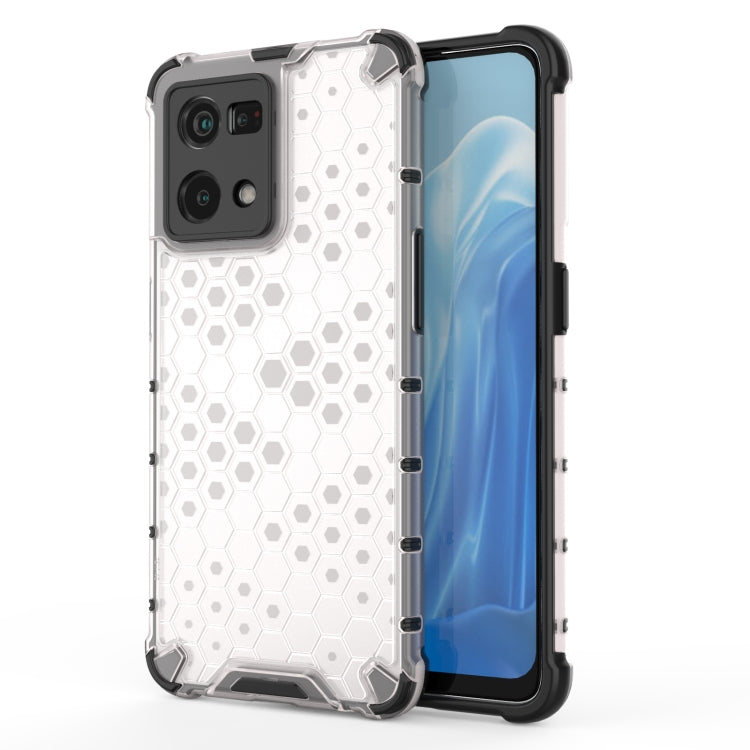 For OPPO Reno7 4G Shockproof Honeycomb PC + TPU Phone Case(White) by buy2fix