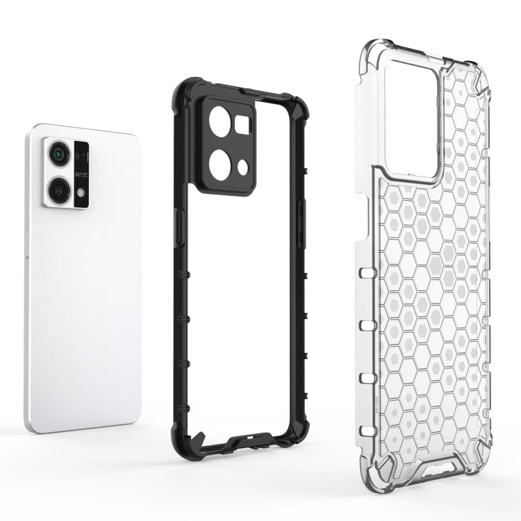 For OPPO Reno7 4G Shockproof Honeycomb PC + TPU Phone Case(White) by buy2fix