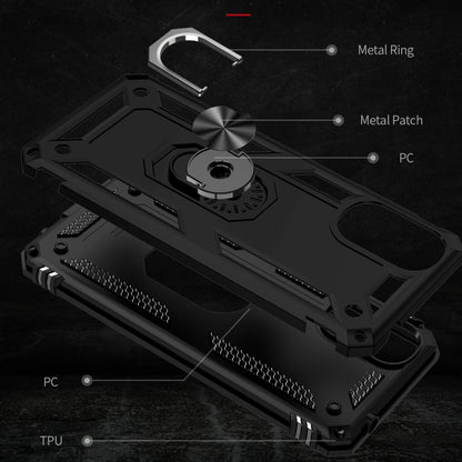 For Motorola Moto G22 Shockproof TPU + PC Holder Phone Case(Black) by buy2fix