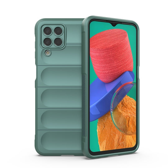 For Samsung Galaxy M33 5G Magic Shield TPU + Flannel Phone Case(Dark Green)