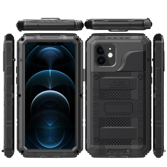 For iPhone 12 Metal + Silicone Phone Case with Screen Protector(Black) - iPhone 12 / 12 Pro Cases by buy2fix | Online Shopping UK | buy2fix