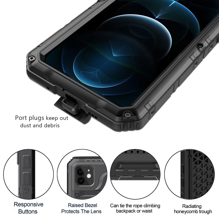 For iPhone 12 Metal + Silicone Phone Case with Screen Protector(Black) - iPhone 12 / 12 Pro Cases by buy2fix | Online Shopping UK | buy2fix