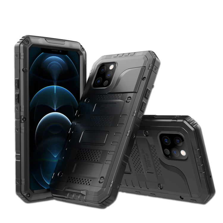 For iPhone 12 Pro Metal + Silicone Phone Case with Screen Protector(Black) - iPhone 12 / 12 Pro Cases by buy2fix | Online Shopping UK | buy2fix