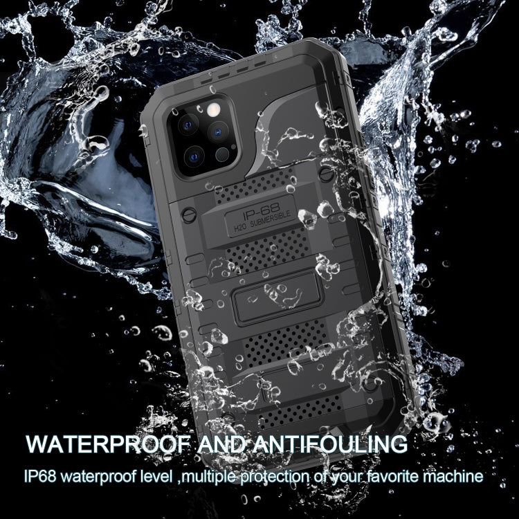 For iPhone 12 Pro Metal + Silicone Phone Case with Screen Protector(Black) - iPhone 12 / 12 Pro Cases by buy2fix | Online Shopping UK | buy2fix