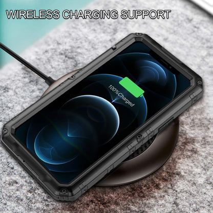 For iPhone 12 Pro Metal + Silicone Phone Case with Screen Protector(Black) - iPhone 12 / 12 Pro Cases by buy2fix | Online Shopping UK | buy2fix