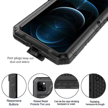 For iPhone 12 Pro Metal + Silicone Phone Case with Screen Protector(Black) - iPhone 12 / 12 Pro Cases by buy2fix | Online Shopping UK | buy2fix