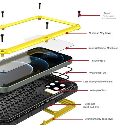 For iPhone 12 Pro Metal + Silicone Phone Case with Screen Protector(Yellow) - iPhone 12 / 12 Pro Cases by buy2fix | Online Shopping UK | buy2fix