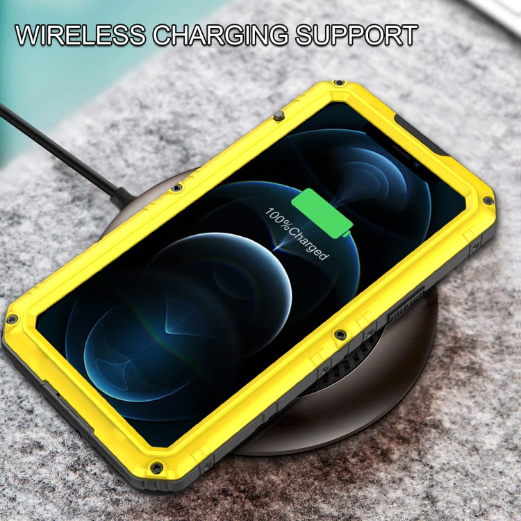 For iPhone 12 Pro Metal + Silicone Phone Case with Screen Protector(Yellow) - iPhone 12 / 12 Pro Cases by buy2fix | Online Shopping UK | buy2fix