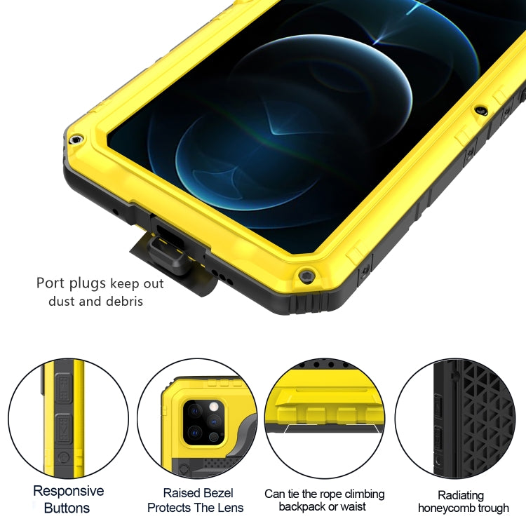 For iPhone 12 Pro Metal + Silicone Phone Case with Screen Protector(Yellow) - iPhone 12 / 12 Pro Cases by buy2fix | Online Shopping UK | buy2fix