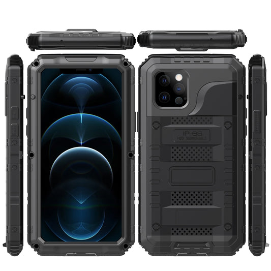 For iPhone 12 Pro Max Metal + Silicone Phone Case with Screen Protector(Black) - iPhone 12 Pro Max Cases by buy2fix | Online Shopping UK | buy2fix