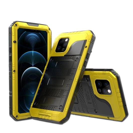 For iPhone 12 Pro Max Metal + Silicone Phone Case with Screen Protector(Yellow) - iPhone 12 Pro Max Cases by buy2fix | Online Shopping UK | buy2fix