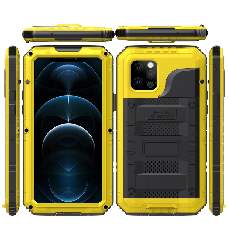 For iPhone 12 Pro Max Metal + Silicone Phone Case with Screen Protector(Yellow) - iPhone 12 Pro Max Cases by buy2fix | Online Shopping UK | buy2fix