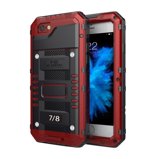 For iPhone SE 2022 / SE 2020 / 8 / 7 Metal + Silicone Phone Case with Screen Protector(Red) - iPhone SE 2022 / 2020 / 8 / 7 Cases by buy2fix | Online Shopping UK | buy2fix