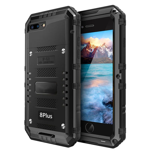 Metal + Silicone Phone Case with Screen Protector For iPhone 8 Plus / 7 Plus(Black) - More iPhone Cases by buy2fix | Online Shopping UK | buy2fix