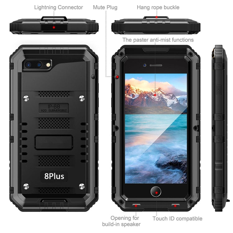 Metal + Silicone Phone Case with Screen Protector For iPhone 8 Plus / 7 Plus(Black) - More iPhone Cases by buy2fix | Online Shopping UK | buy2fix