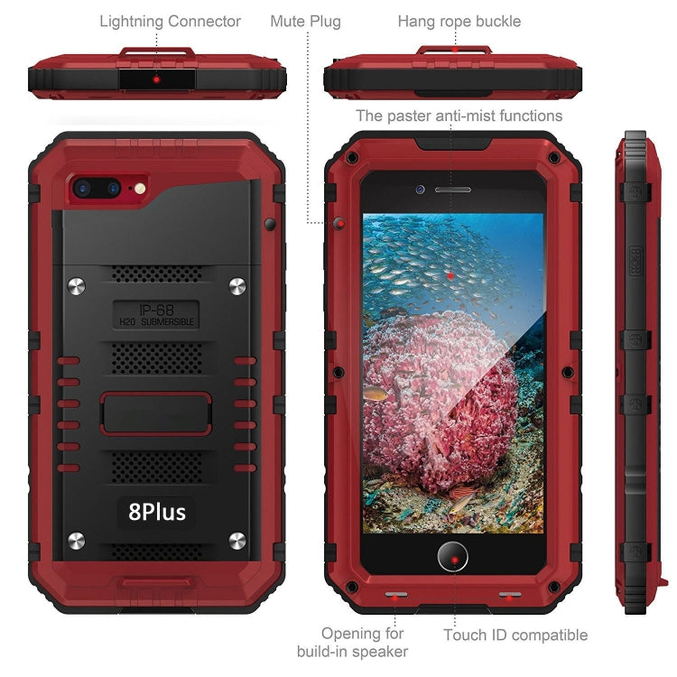 Metal + Silicone Phone Case with Screen Protector For iPhone 8 Plus / 7 Plus(Red) - More iPhone Cases by buy2fix | Online Shopping UK | buy2fix