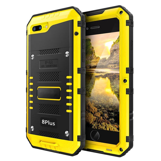 Metal + Silicone Phone Case with Screen Protector For iPhone 8 Plus / 7 Plus(Yellow) - More iPhone Cases by buy2fix | Online Shopping UK | buy2fix