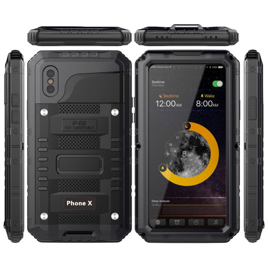 For iPhone X / XS Metal + Silicone Phone Case with Screen Protector(Black) - More iPhone Cases by buy2fix | Online Shopping UK | buy2fix