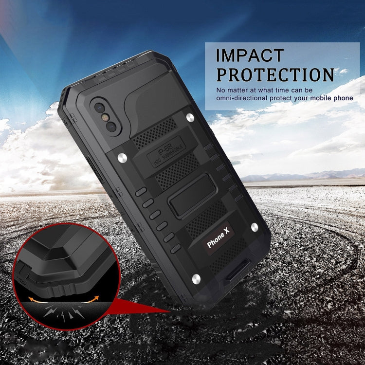 For iPhone X / XS Metal + Silicone Phone Case with Screen Protector(Black) - More iPhone Cases by buy2fix | Online Shopping UK | buy2fix