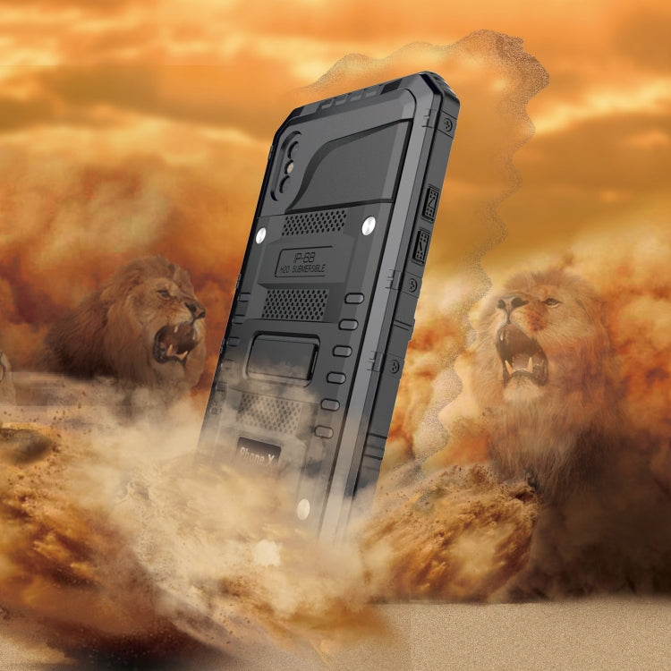 For iPhone X / XS Metal + Silicone Phone Case with Screen Protector(Black) - More iPhone Cases by buy2fix | Online Shopping UK | buy2fix