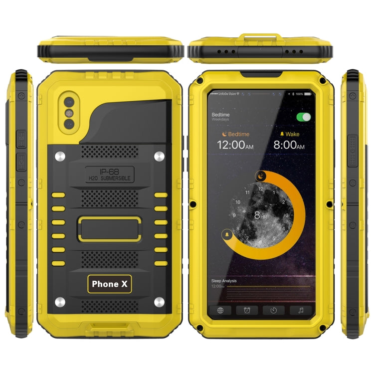 For iPhone X / XS Metal + Silicone Phone Case with Screen Protector(Yellow) - More iPhone Cases by buy2fix | Online Shopping UK | buy2fix