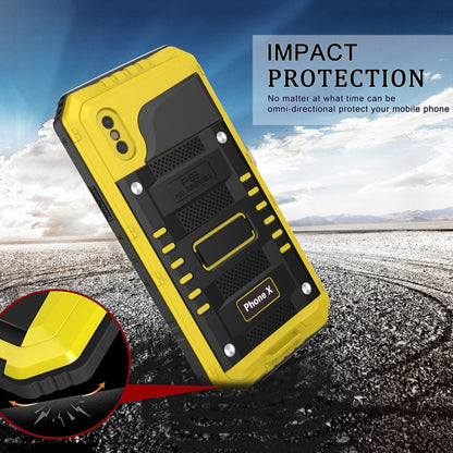 For iPhone X / XS Metal + Silicone Phone Case with Screen Protector(Yellow) - More iPhone Cases by buy2fix | Online Shopping UK | buy2fix