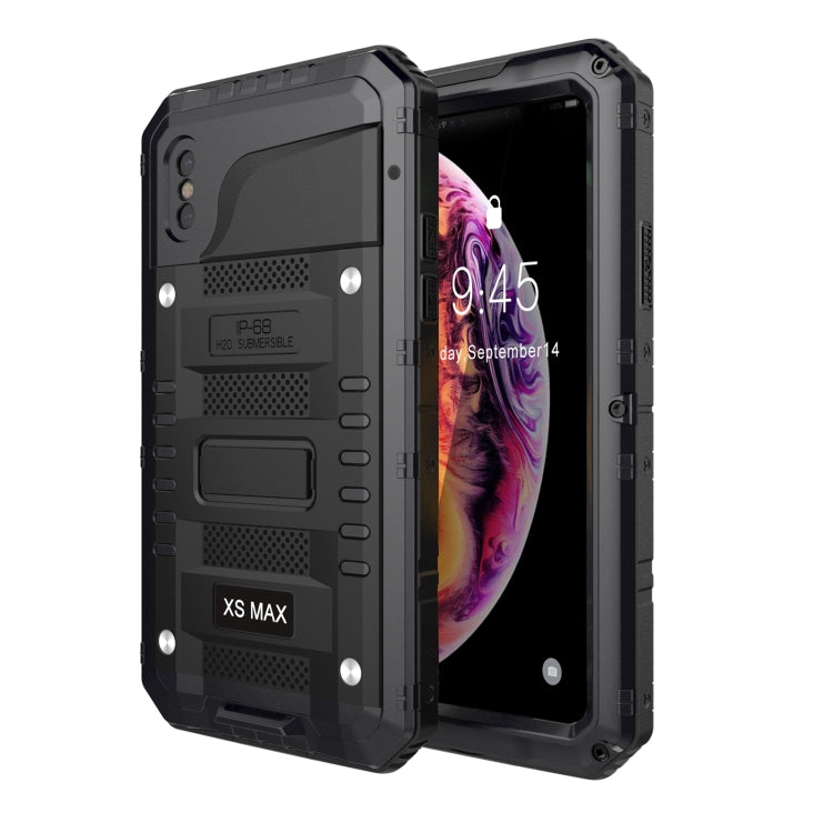 For iPhone XS Max Metal + Silicone Phone Case with Screen Protector(Black) - More iPhone Cases by buy2fix | Online Shopping UK | buy2fix