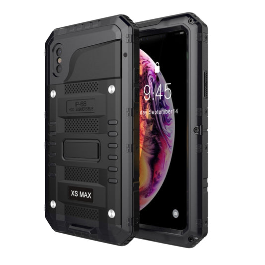 For iPhone XS Max Metal + Silicone Phone Case with Screen Protector(Black) - More iPhone Cases by buy2fix | Online Shopping UK | buy2fix