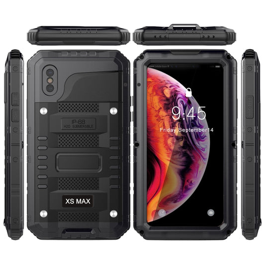 For iPhone XS Max Metal + Silicone Phone Case with Screen Protector(Black) - More iPhone Cases by buy2fix | Online Shopping UK | buy2fix