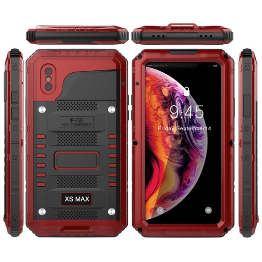 For iPhone XS Max Metal + Silicone Phone Case with Screen Protector(Red) - More iPhone Cases by buy2fix | Online Shopping UK | buy2fix